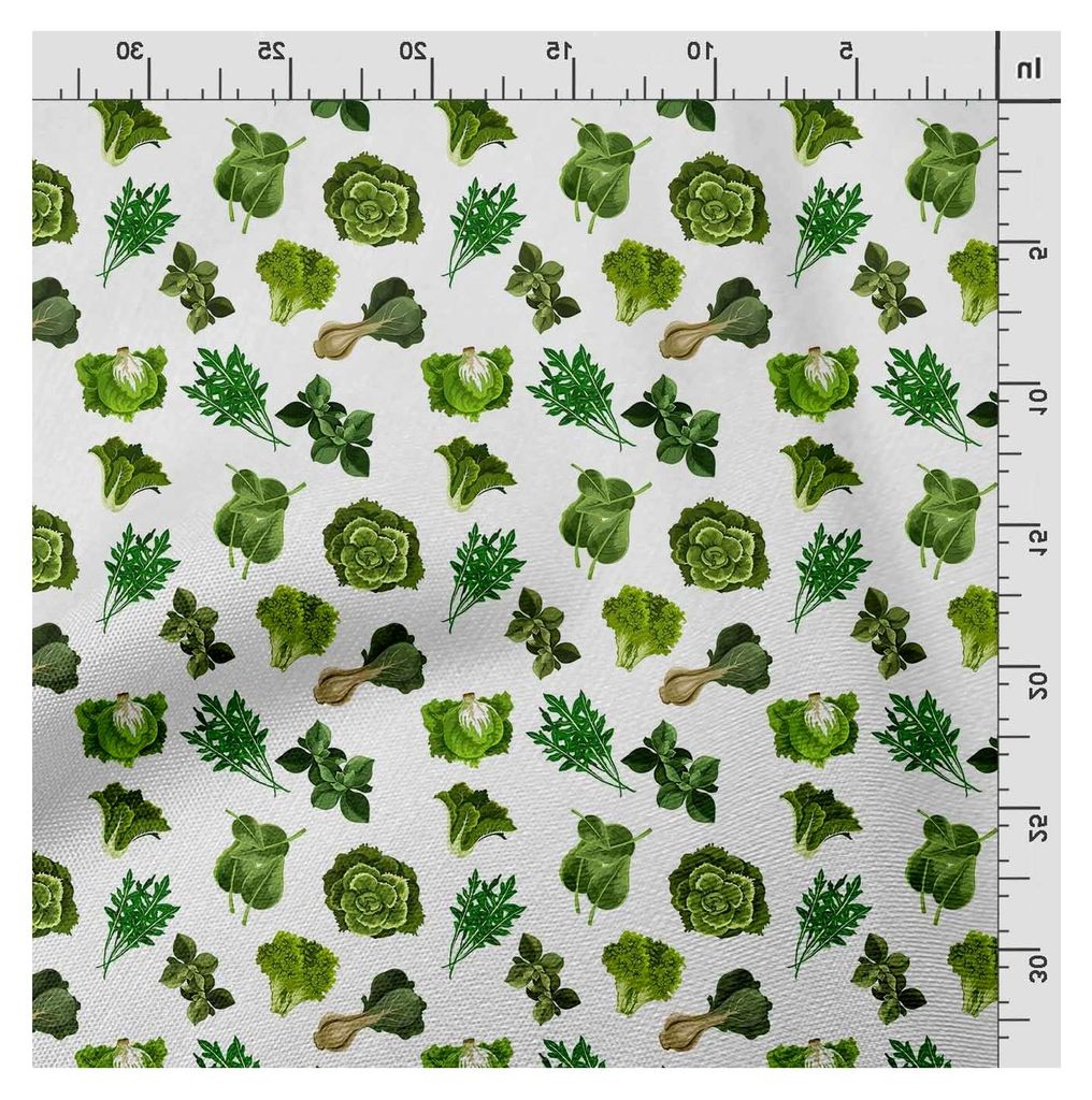 Gemüsedruck - Grün, Canvas-Stoffmaterial - 142 cm breit, 1 Meter, ungesäumter Stoff für Polster, Taschen, Arbeitskleidung und Outdoor-Ausrüstung.