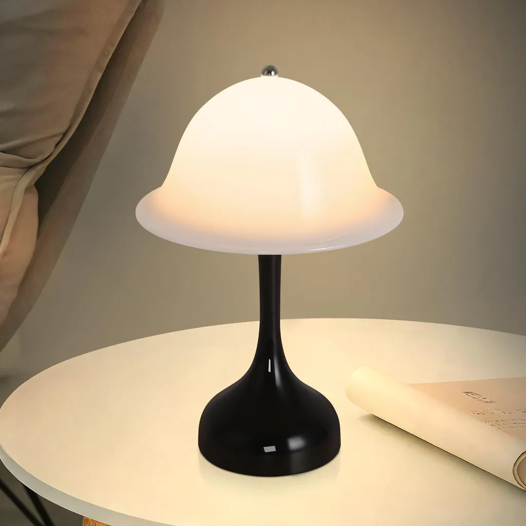 ZMH Lampada da tavolo a batteria Lampada da tavolo LED Touch Lampada da tavolo USB ricaricabile Lampade da letto Nero Lampada da camera da letto dimmerabile Luce notturna interna