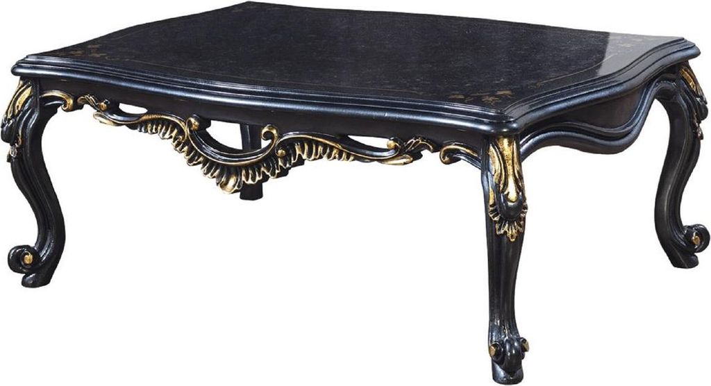 Casa Padrino Luxus Barock Couchtisch Blau / Gold - Handgefertigter Barockstil Wohnzimmertisch - Barockstil Wohnzimmer Möbel - Barock Möbel - Luxu...