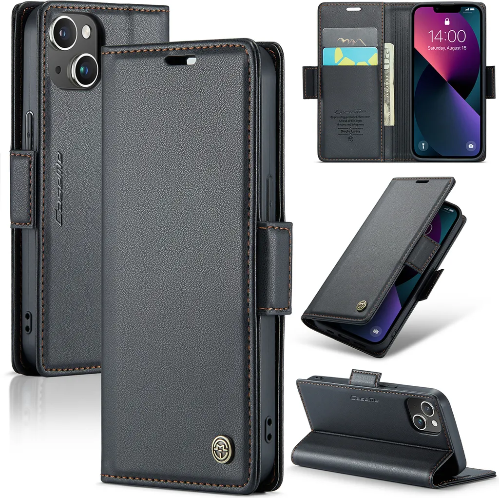 Offerta Custodia iPhone 13 Mini: Pelle Nera con Stand e Wallet - Prezzo Top