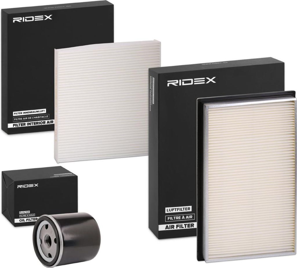 RIDEX Filterset Inspektionspaket Filtersatz für RENAULT Megane III Schrägheck (BZ0/1) für NISSAN X-TRAIL (T30)