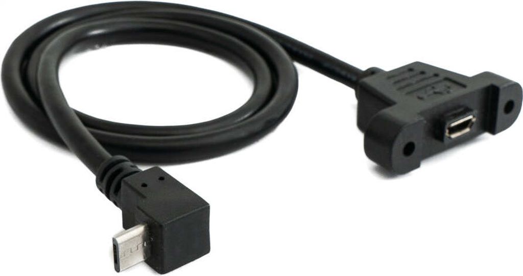 SYSTEM-S USB 2.0 Kabel 30 cm Micro B Buchse zu Stecker Schraube Winkel Schwarz