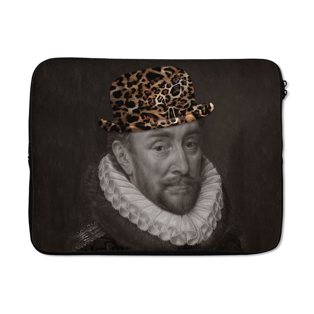 MuchoWow Laptop Hülle 17 Zoll Laptoptasche Kunst - Wilhelm von Oranien - Hut - Zipper - Schutzabdeckung
