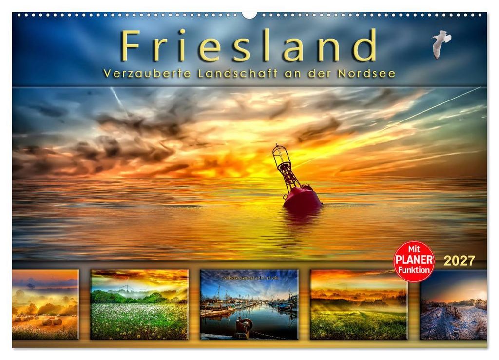 Friesland, verzauberte Landschaft an der Nordsee (Wandkalender 2027 DIN A2 quer), CALVENDO Monatskalender