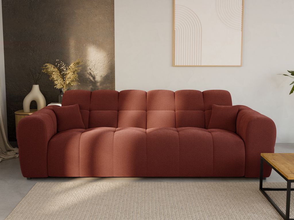 LetSit Sofa Andrea 3 Curio 3-Sitzer Sofa Couch Zierpolsterung Freistehendes Lounge Sofa Bequem zum Entspannen Für Wohnzimmer Wartezimmer Büro Rot