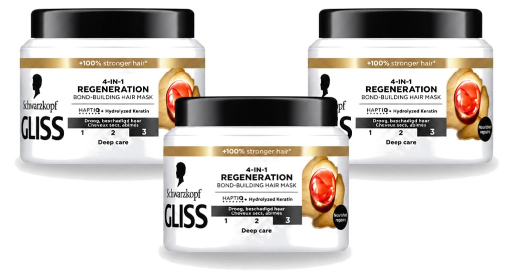 3 x Gliss Total Repair 4-in-1 haarmasker voor intensieve Productafbeelding 