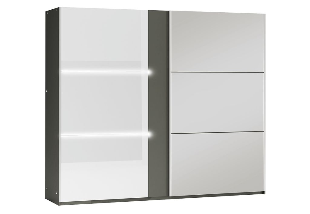 Spiegelschrank 250 JENOVEFA – Graphit/Hochglanzweiß