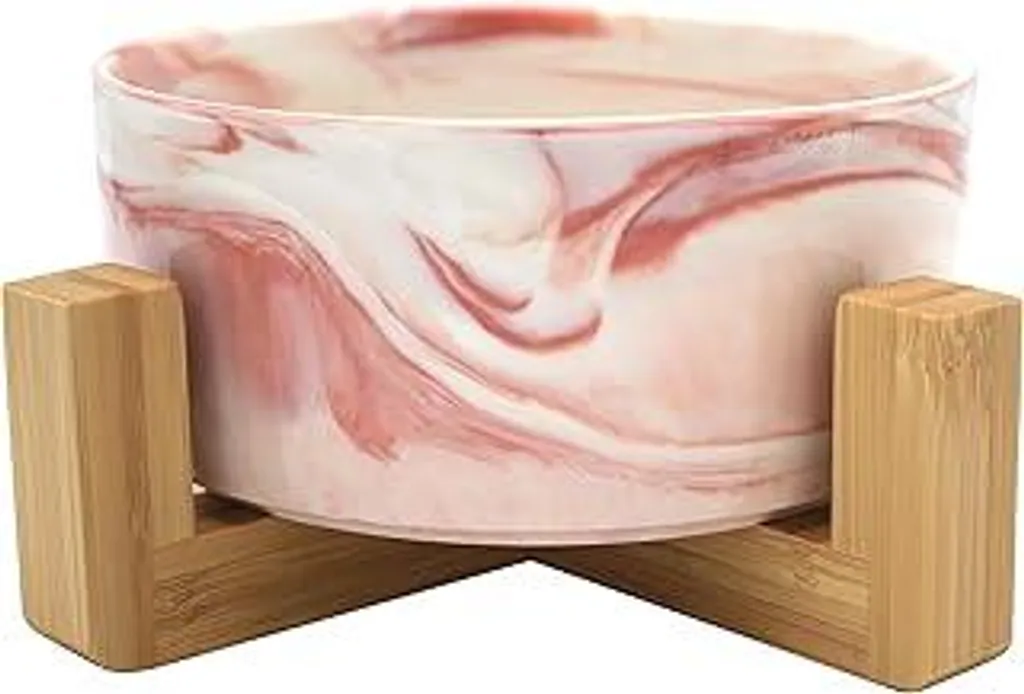 PetWiz Ciotola in Vetroceramica e Bambù Rosa Marmo - Scelta Green