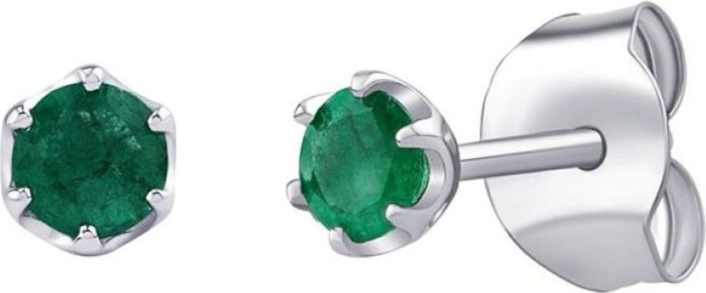 Silver stud earrings with natural emerald 4mm JJJ1032EER