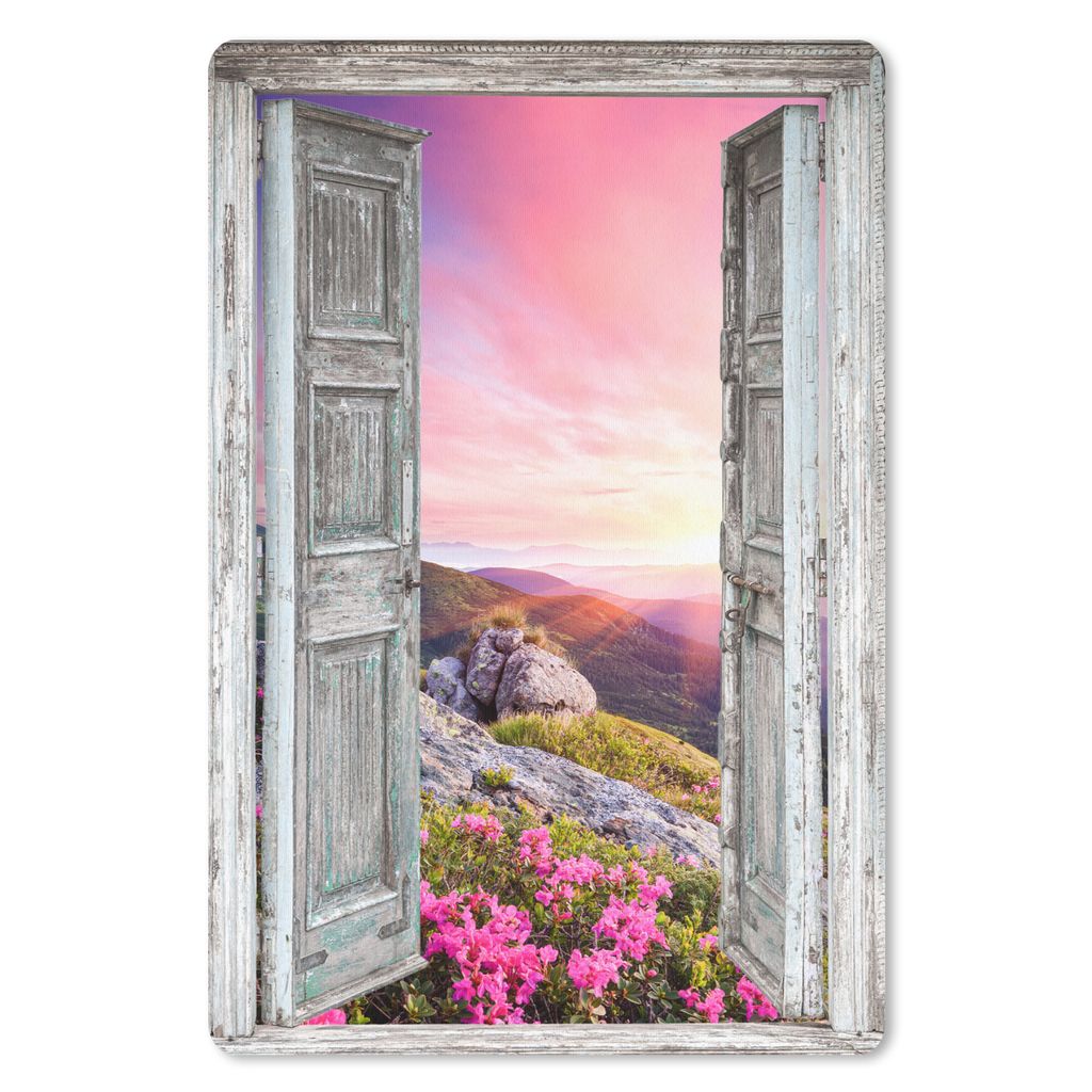 MuchoWow Mauspad Mousepad Berge - Landschaft - Aussicht - Blumen 40x60 cm - Mousepads - Maus Mat - Pad - Mausunterlage - Schreibtisch Accesoire