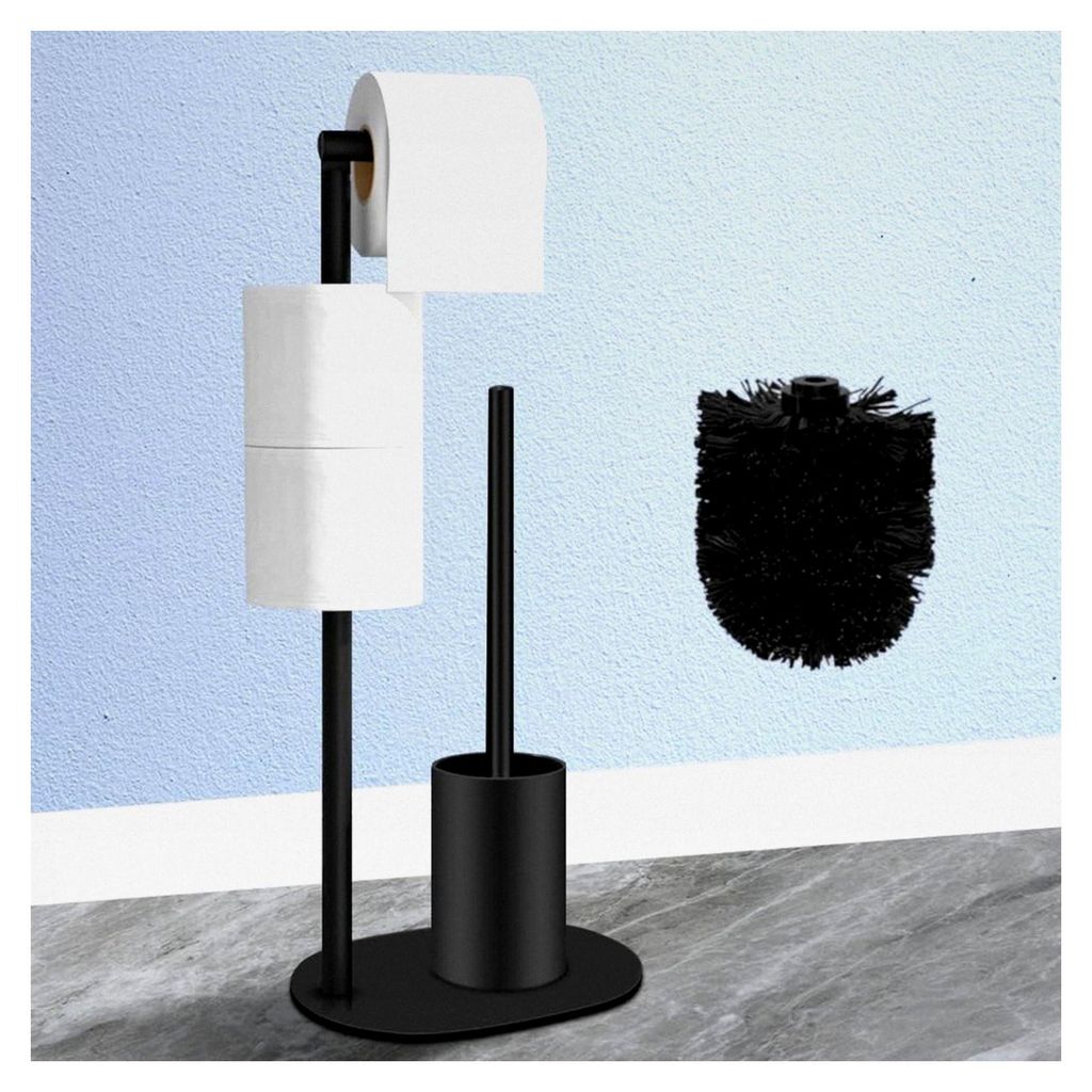 Stehender Toilettenpapierhalter aus Edelstahl mit Klobürste und Stand WC Garnitur