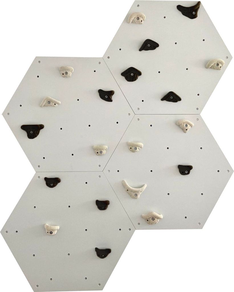 Kletterwand Würfel 4 grau - Griffe schwarz und weiß