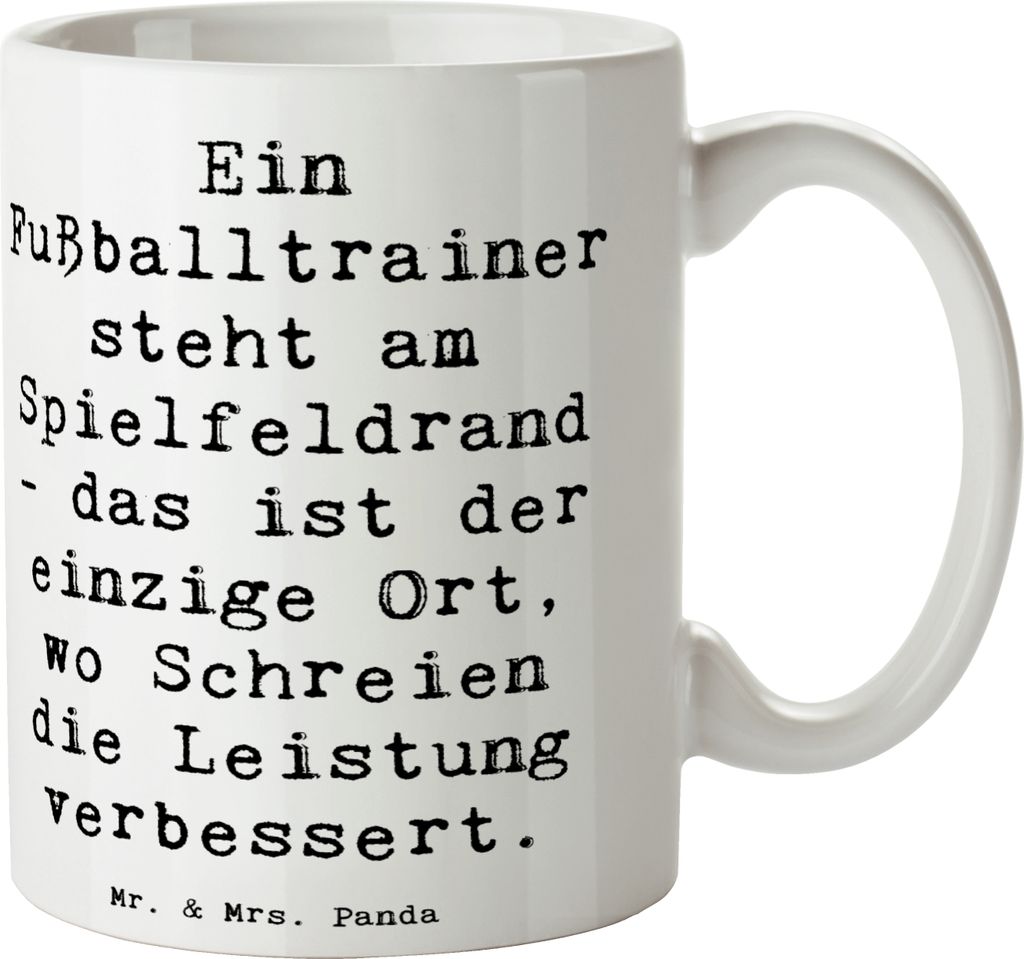 Mr. & Mrs. Panda Teetasse Spruch Fußballtrainer Energie - Weiß - Geschenk, Becher, Leidenschaft, Tasse, Berufe, Kaffeetasse, Fußball, Beruf, Tri...