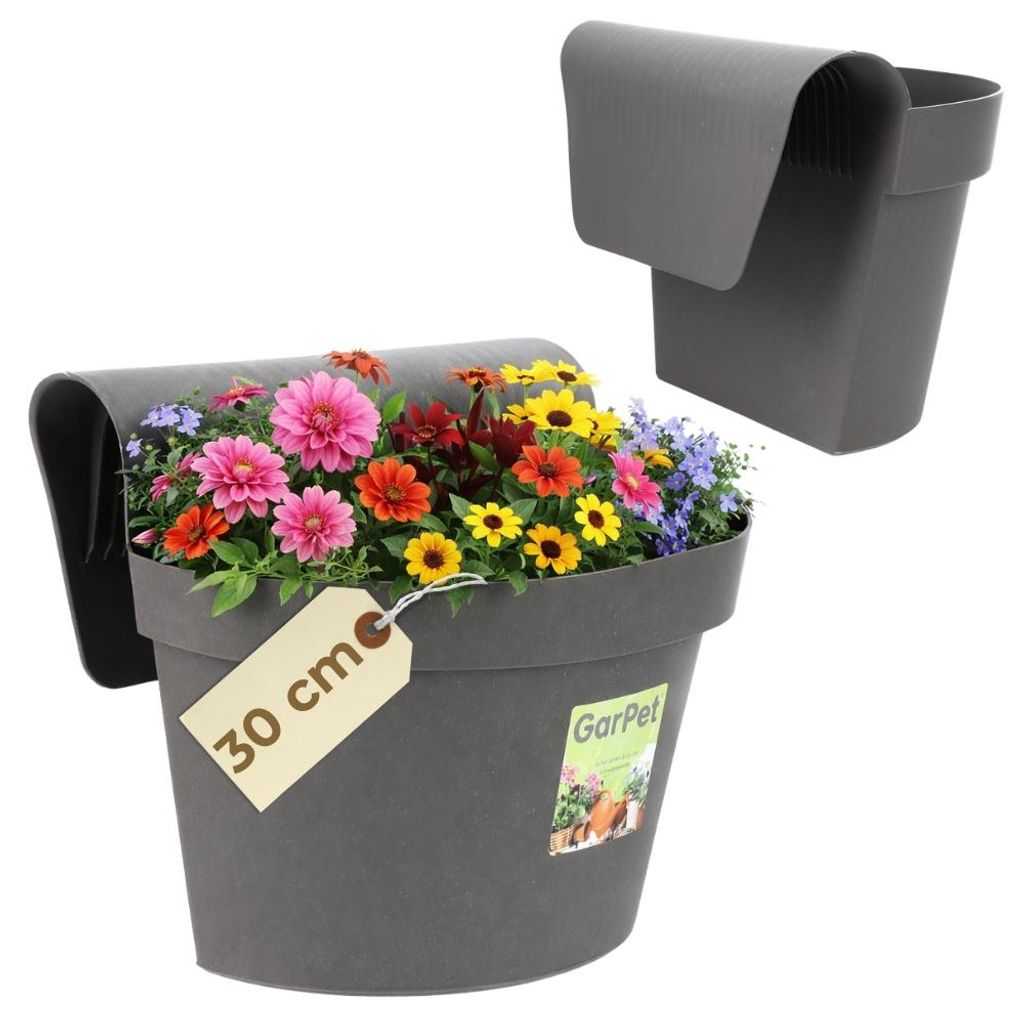 Geländertopf Balkon Hängeblumentopf mit Wasserspeicher Produktbild 