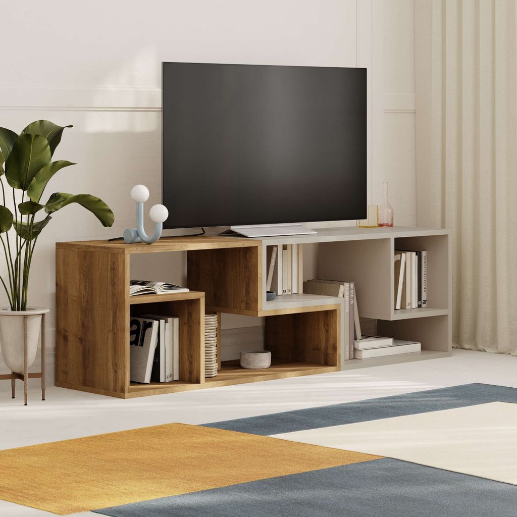 TV-Tisch Houseland Glis Eiche dunkel/Sandstein