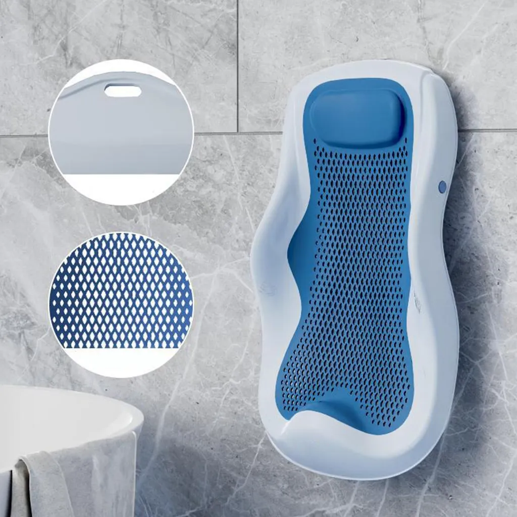 Support de couchage bébé ergonomique bleu, pliable et ultra compact