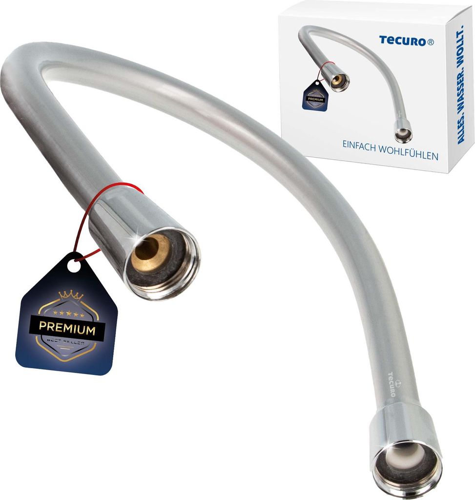 tecuro PREMIUM Brauseschlauch 1,00 m, verdrehsicher, silberglatt, KTW-BWGL