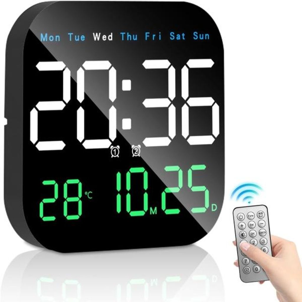 Multifunktionale Wanduhr mit Digitalanzeige, Digitaluhr mit Produktbild 