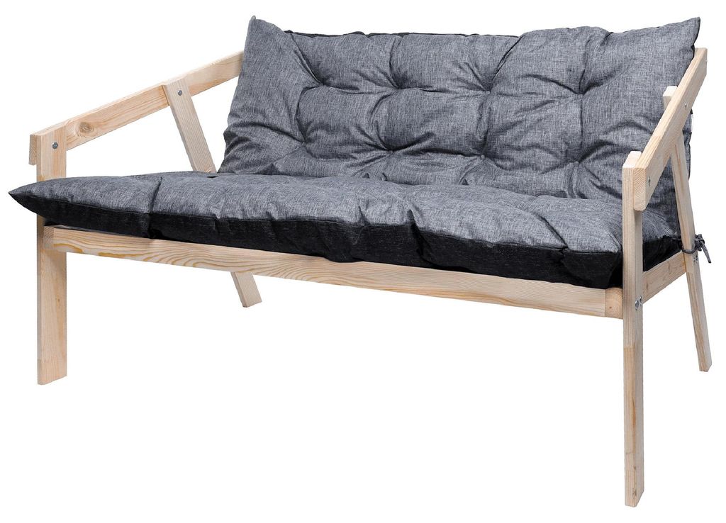 PATKAR Gartensofa 126x76x76 cm mit Sitzkissen - Holz Gartenmöbel für Terrasse, Garrten & Balkon - Gartenkissen Wasserdicht & UV-beständig - Unbe...