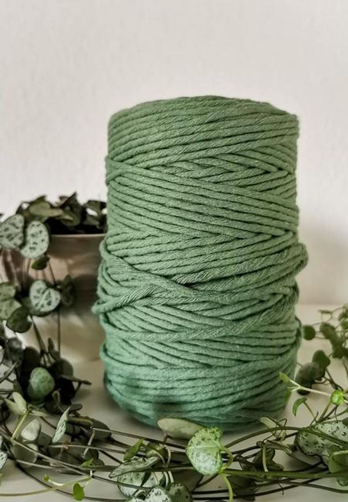 Makrameegarn Makramee Baumwollgarn Bastelgarn JADEGRÜN 200 Meter 4 mm GEZWIRNT