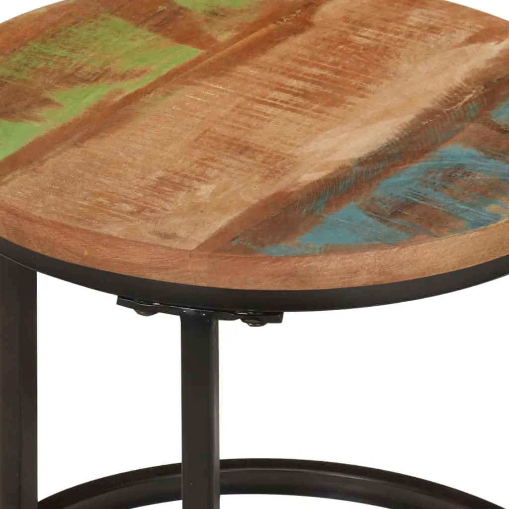 Table Basse Robuste en Bois Recyclé 3 pcs - Solution Salon Durable - 6