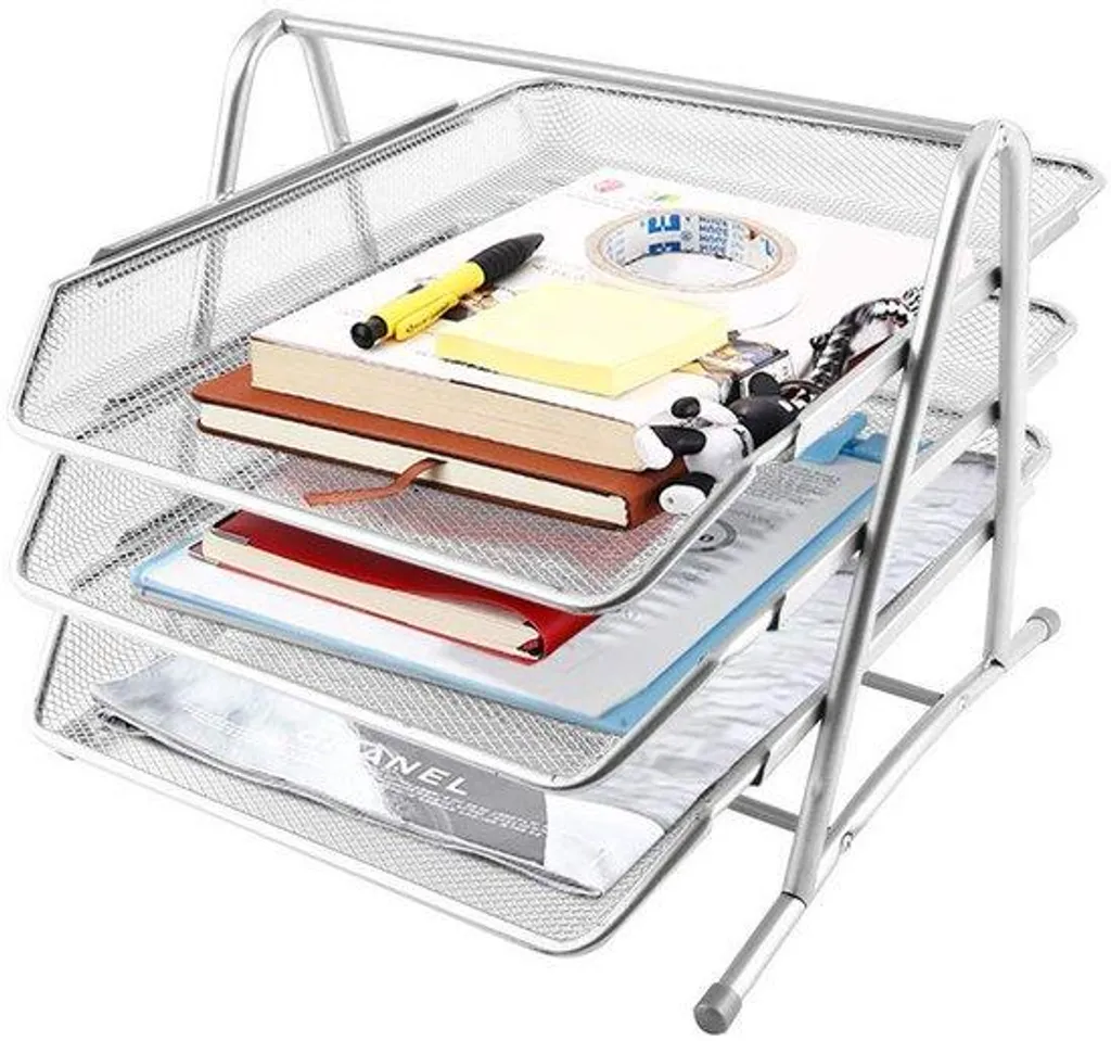 Rangement bureau 3 tiroirs métal argenté pour stopper le désordre A4