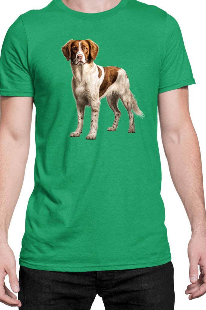 Herren T-Shirt Dogs Breeds Brittany Dog Breed 005, Man S / Grün