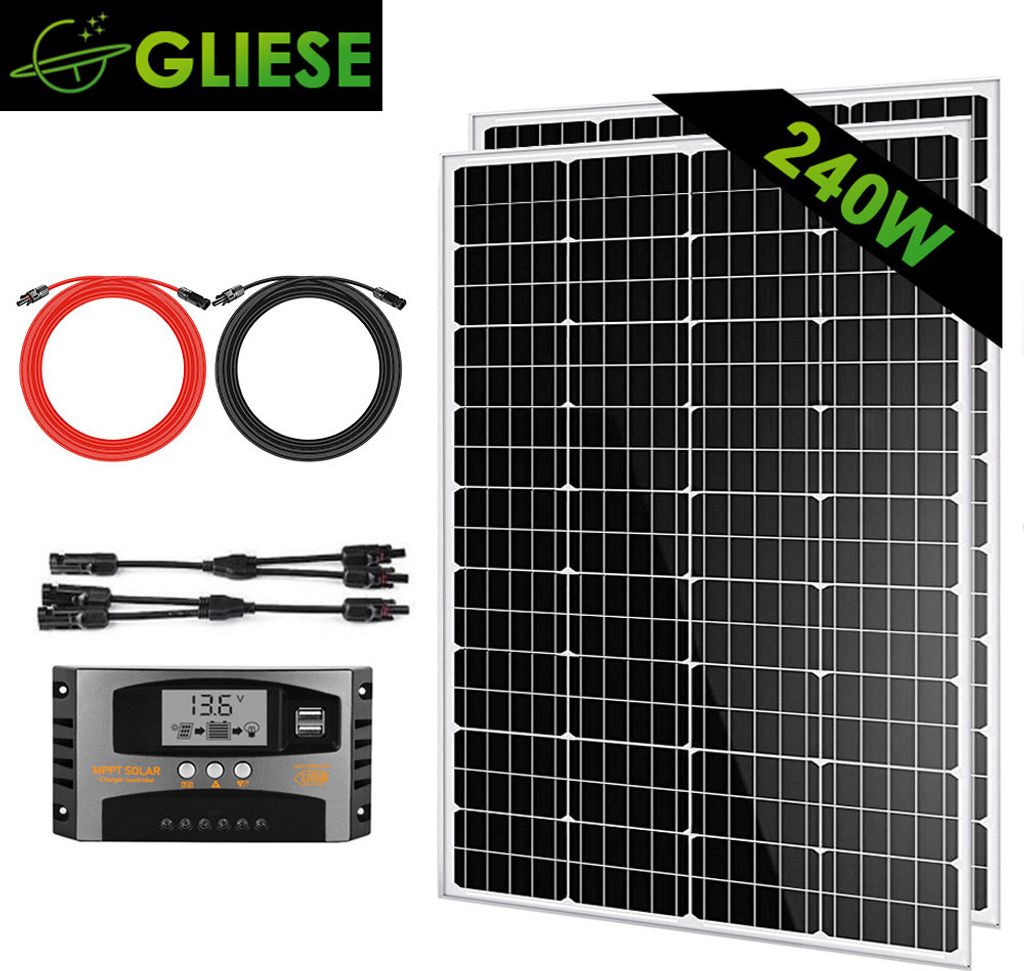 240W Solarpanel: Energieautarkie für Zuhause – Clean Power aus Sonne, Wasserdicht Monokristallines Solarmodul Solarpanel Kit