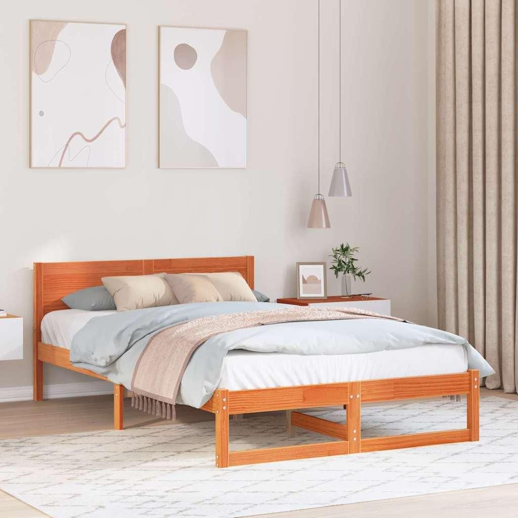 Maison Exclusive - Bettrahmen Wachsbraun 140 x 190 cm Massives Kiefernholz