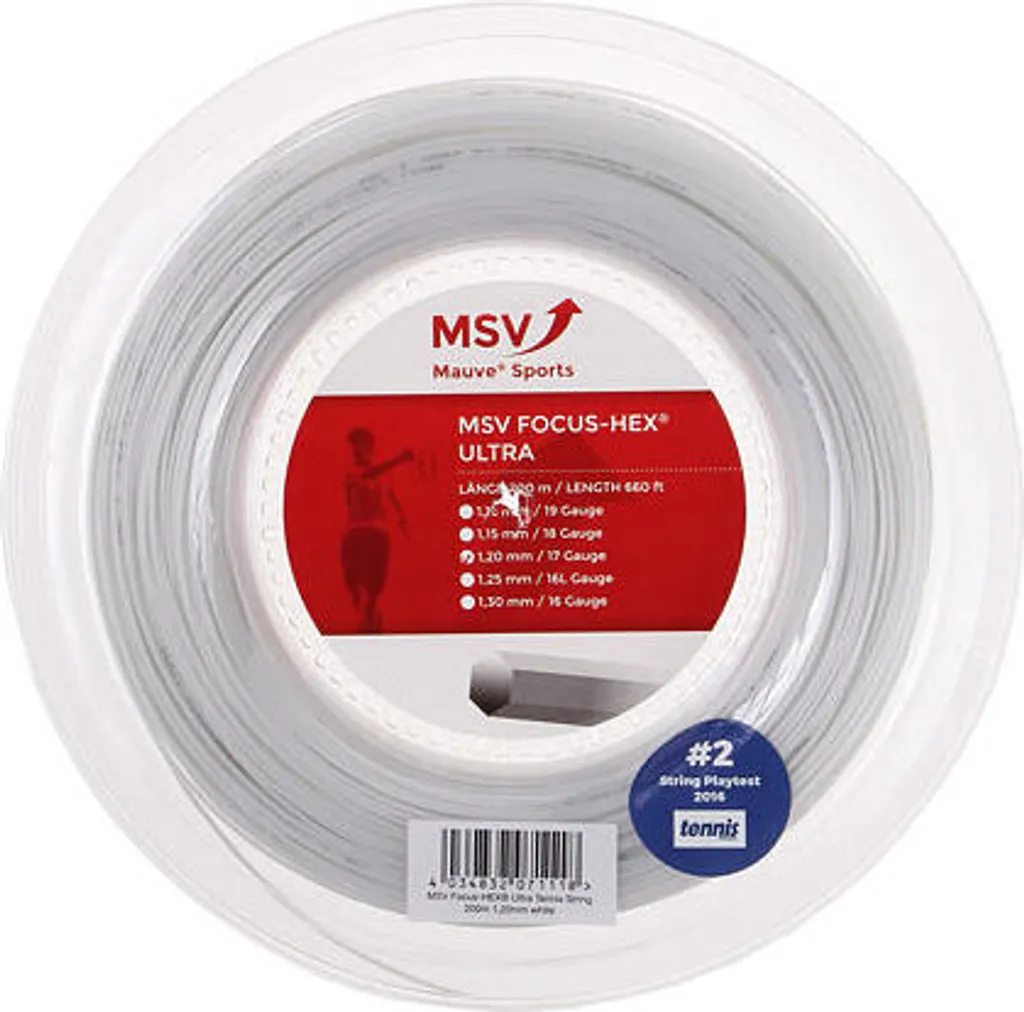 Cordage de tennis Focus HEX Ultra 200m Blanc - Jauge 1.25 haute précision