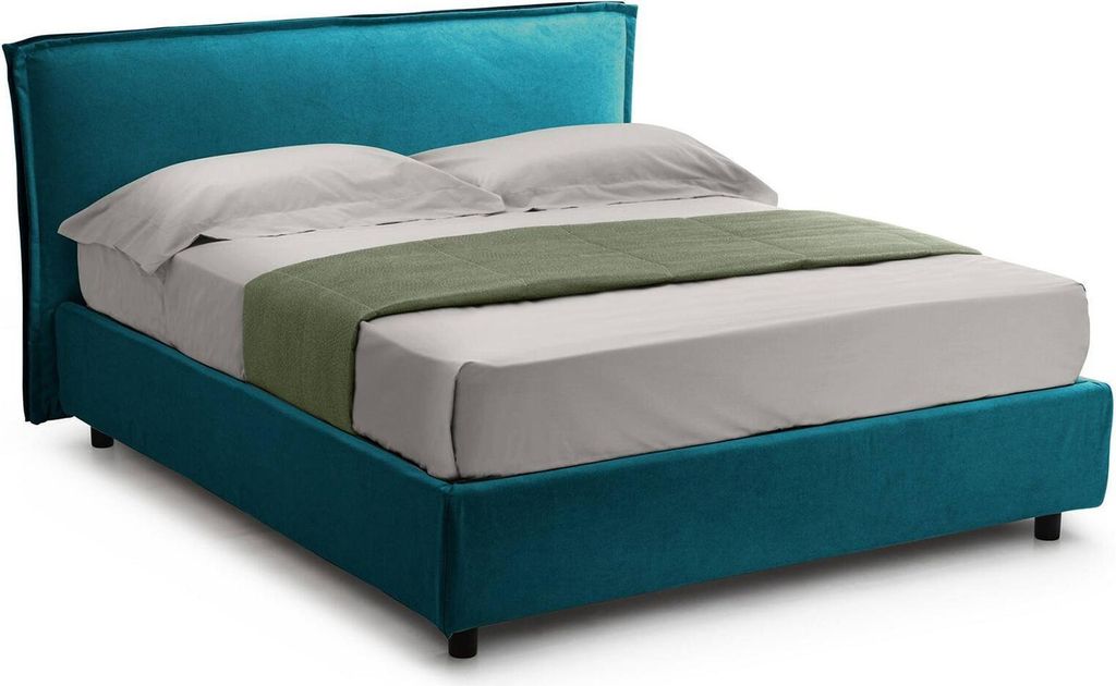 Brienza - Französisches Bett, Blau, Matratze inklusive, Italy