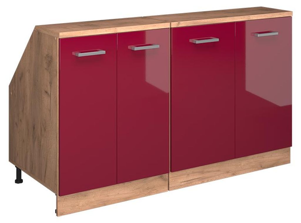 Küchenschrank für Dachschrägen Vicco R-Line Rot Hochglanz 140 cm 2er Set Schrankkorpuss 60 cm Tiefe, Model 60021