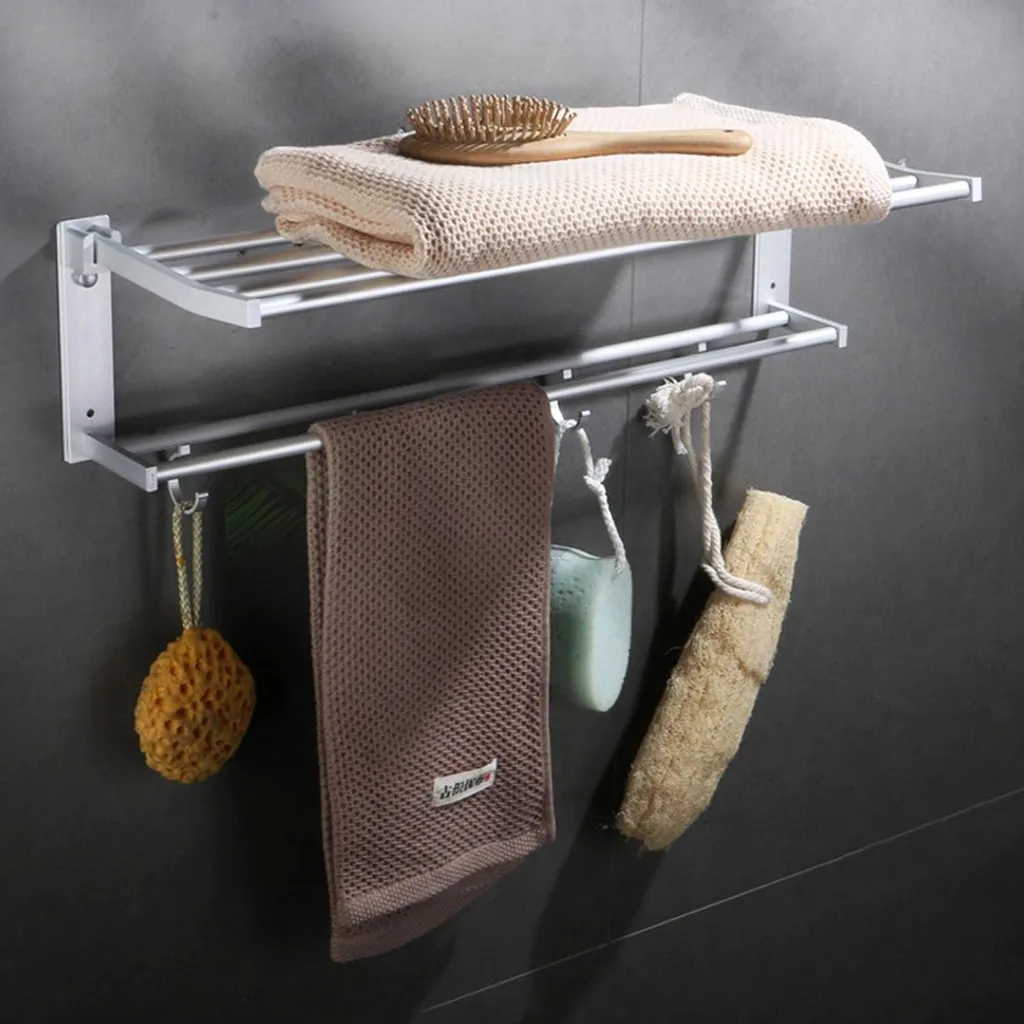 Étagère porte-serviettes pliable et murale pour rangement de douche