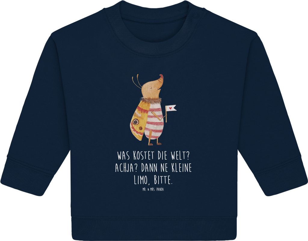 Mr. & Mrs. Panda Organic Baby Pullover Nachtfalter Fähnchen 12. - 18. Monat - French Navy - Geschenk, Süß, Spruch Lustig, Witzig, Käfer, Bullov...