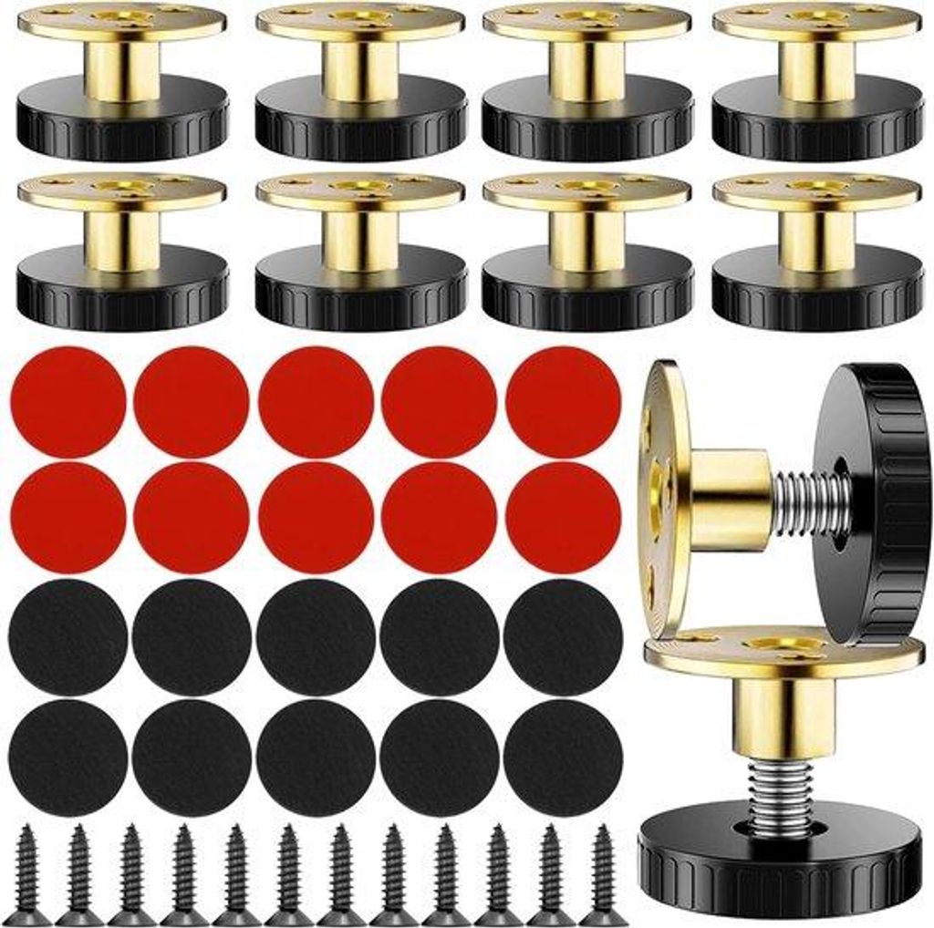 Famanu Möbelbeine Set 10 verstellbare 25–40 mm goldfarben mit Antirutschsohle und Montagematerial