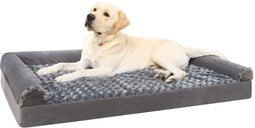 Lit orthopédique pour chien gris 90x57x16 cm avec housse amovible