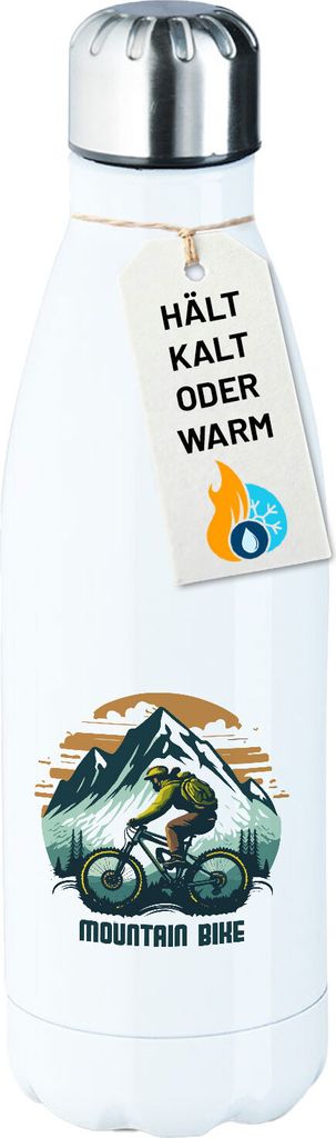 Huuraa Trinkflasche Mountain Bike Berge 500ml White Edelstahl Wasserflasche Trinkflasche Geschenkidee