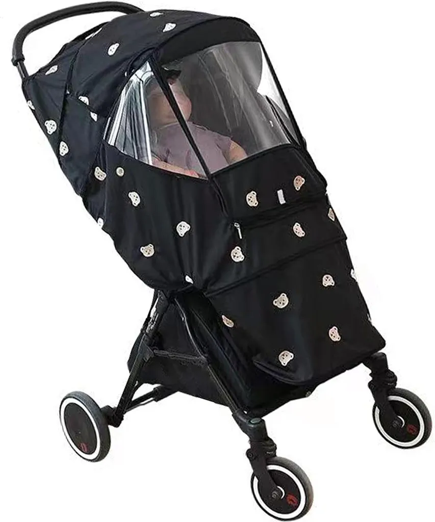Habillage pluie pour poussette coupe-vent étanche design ourson mignon - 3