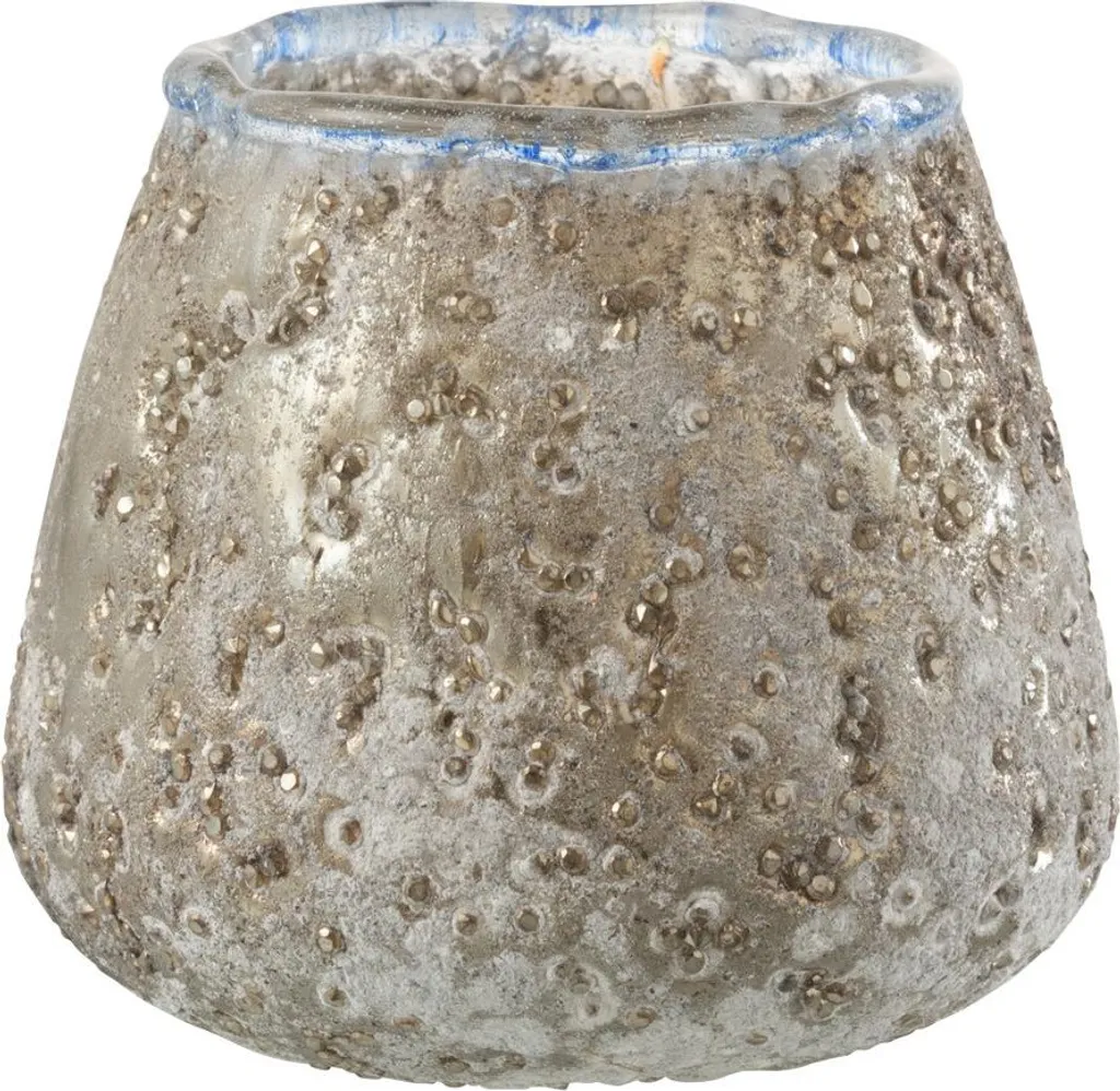 Petit Porte-bougie Gris J-Line en Verre Ø 9 cm - Finition Translucide