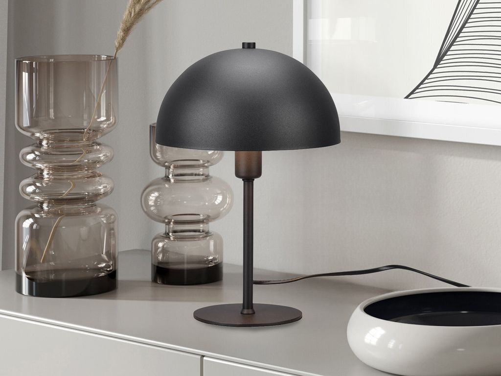Kleine LED Tischleuchte, Pilzlampe Schwarz für Wohnzimmer Fensterbank & Kommoden