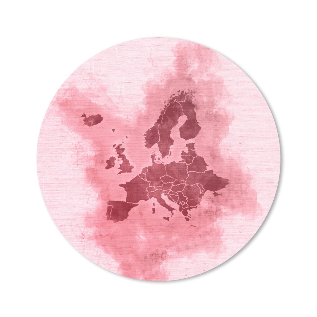 MuchoWow Mauspad Mousepad Europa-Karte - Aquarell - Rosa 30x30 cm - Mousepads - Maus Mat - Pad - Mausunterlage - Tischunterlage - Schreibtischmatten