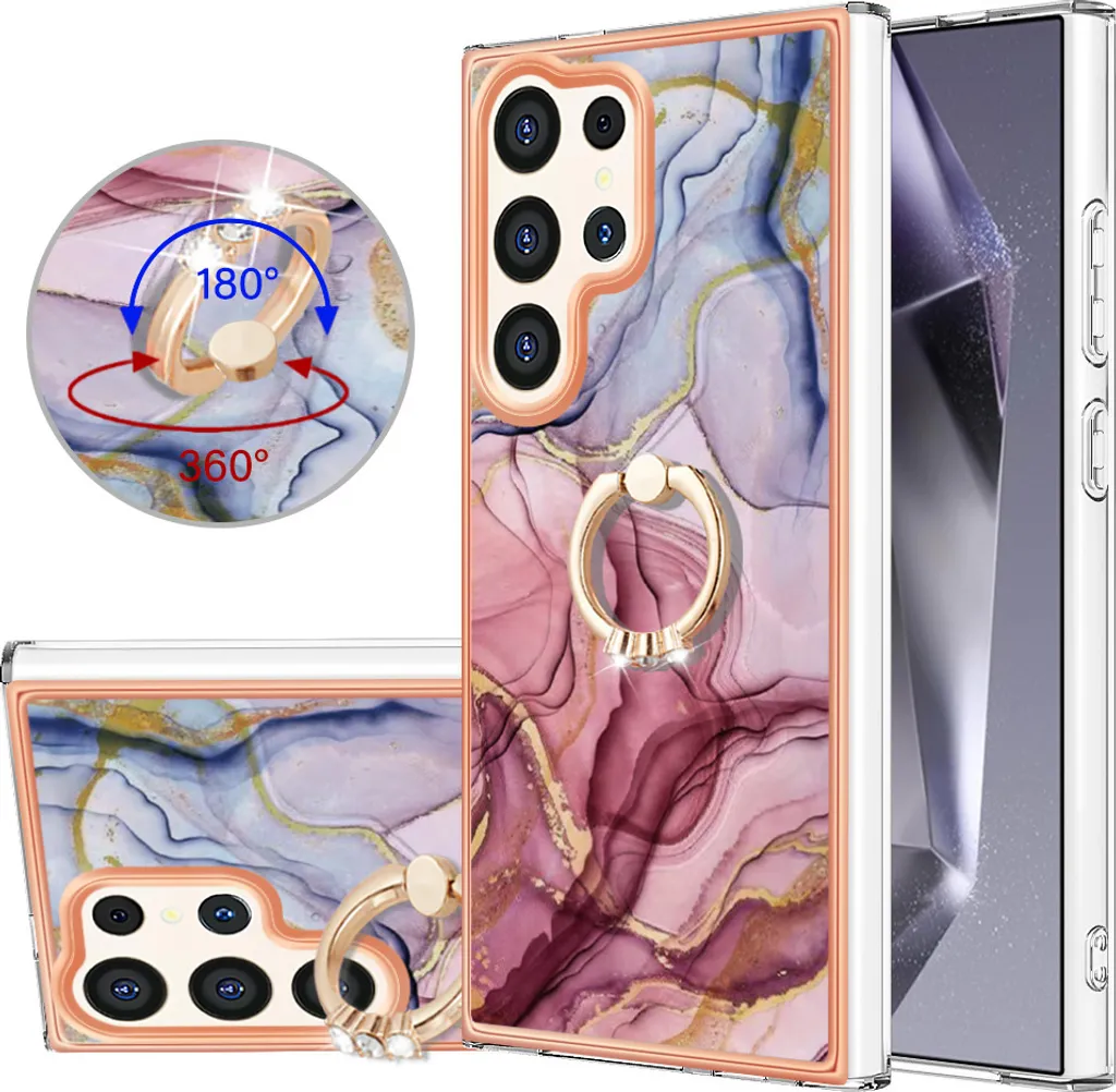 OFFERTA Custodia S25 Ultra Oro Rosa: Anello + Silicone Antishock