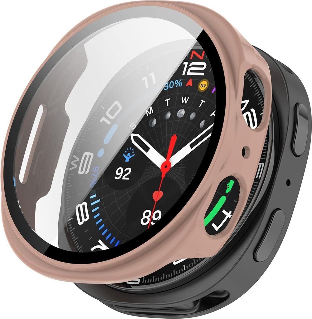Für Samsung Galaxy Watch 8 40mm Kunststoff Schutzhülle + 9H Hart Glas Pink