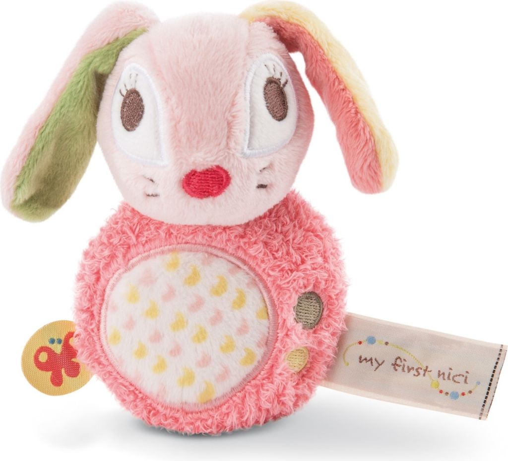 NICI My First Nici Wombi Tombi Greifling Hase Hopsali mit Rassel, Greifspielzeug, Spielzeug Baby, 12 cm, 46586