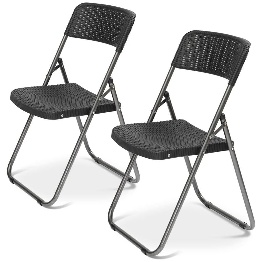 Klappstuhl Set 2 Stück Balkon Gartenstuhl Rattan-Optik Produktbild 
