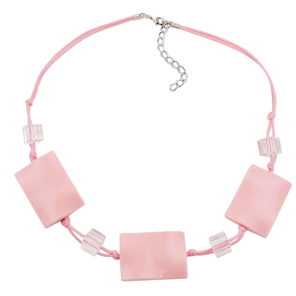 Kette 3x 35x25mm-Viereck gewellt rosa-glänzend 45cm Produktbild 