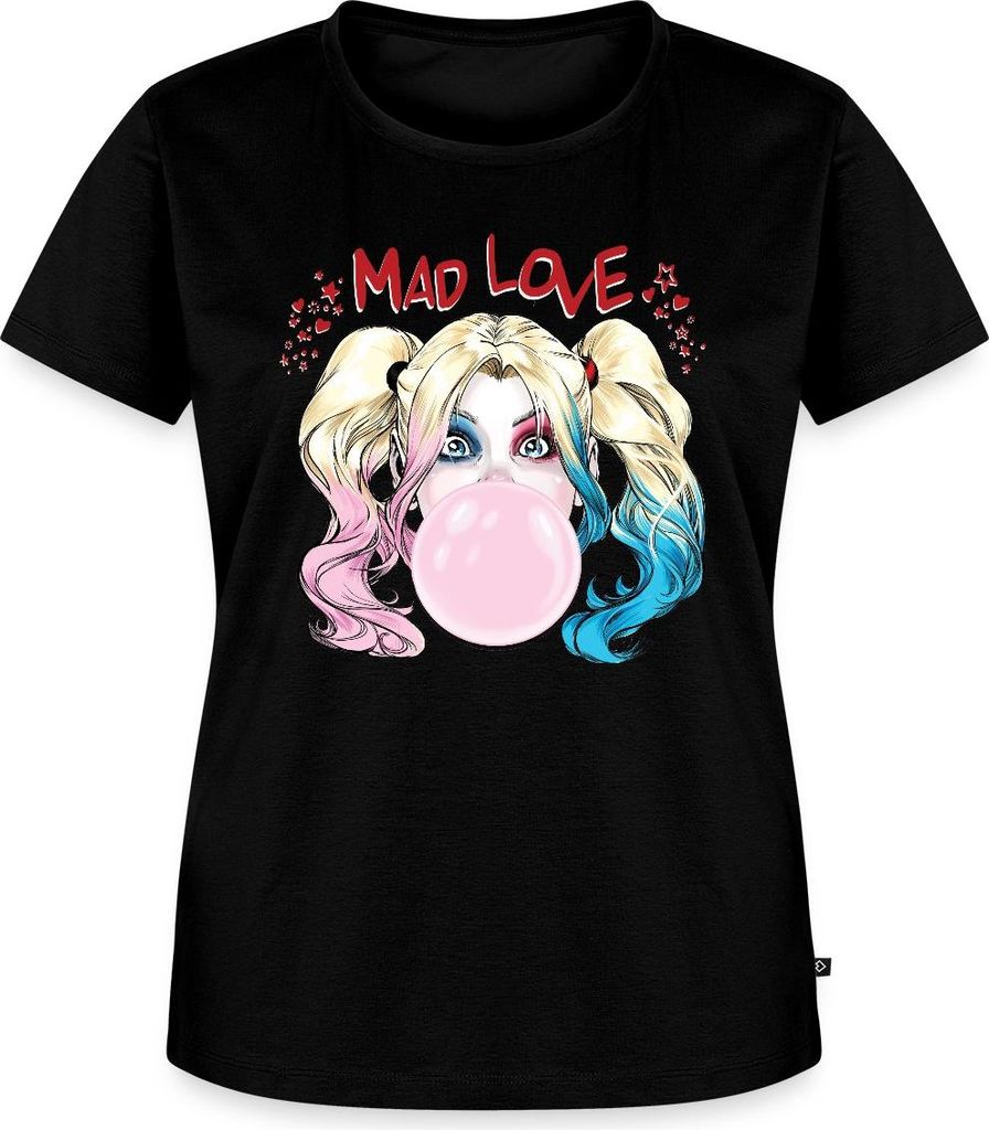 Spreadshirt Harley Quinn Mad Love Bubblegum Frauen Premium T-Shirt, L, Schwarz