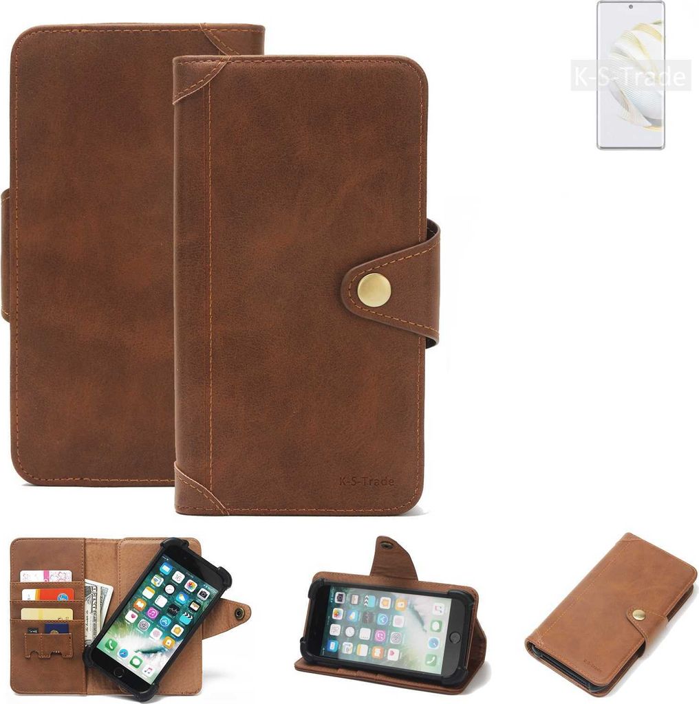 K-S-Trade Handyhülle für Huawei nova 10 Schutz Hülle Walletcase Bookstyle Tasche Case Handytasche Wallet Flipcase Cover PolyurethanBraun (1x)