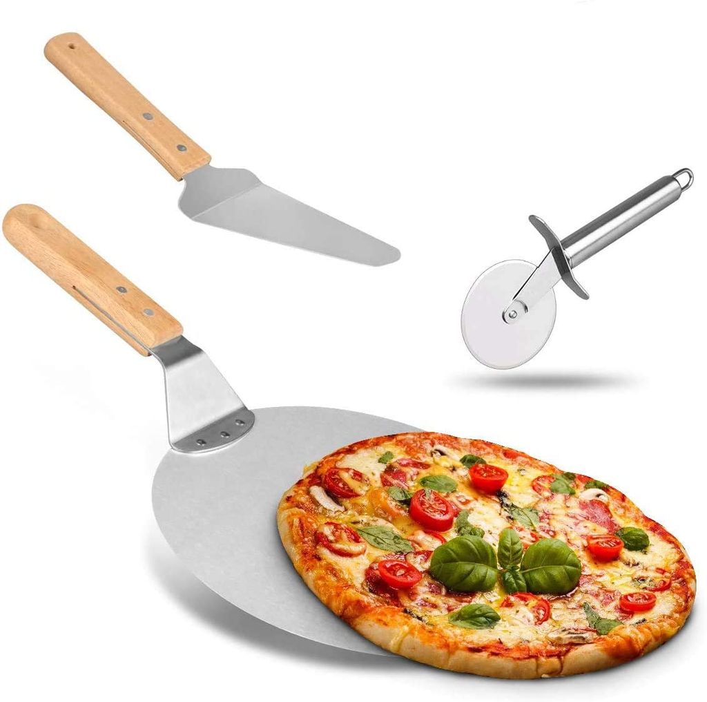 10Zoll Pizzaschaufel Alu mit Holzgriff Brotbackschieber Pizzaheber Pizzaschieber 