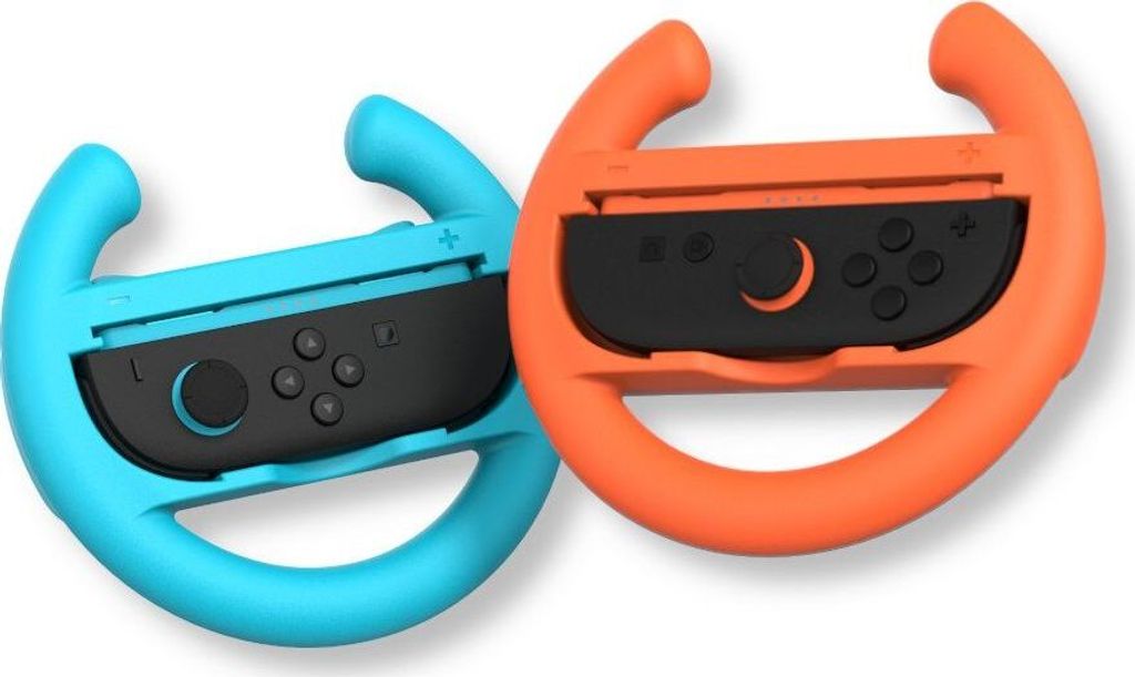 Halterung / Kappen für Joy-Cons für Nintendo Switch 2 / OLED / 1, YAXO Wheels Set, 2 Stück, Orange / Blau